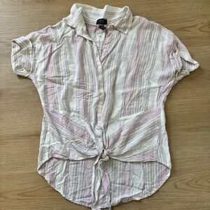 Jones New York Pink and Cream Striped Button-Down Shirt
